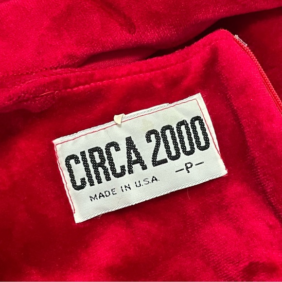 VTG🇺🇸Circa 2000 Red Velour Floral Print Top Overlap Wrap Festive Holiday Dress - Picture 8 of 8